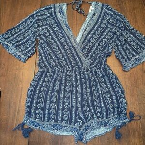Skies Are Blue Navy Patterned Jumpsuit